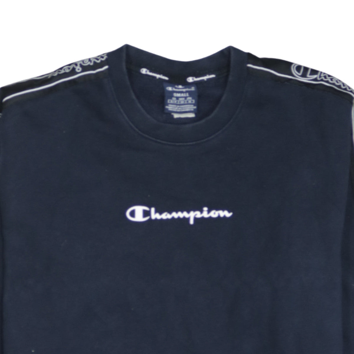 Champion Men’s Black Small Logo Tape Pullover Sweatshirt
