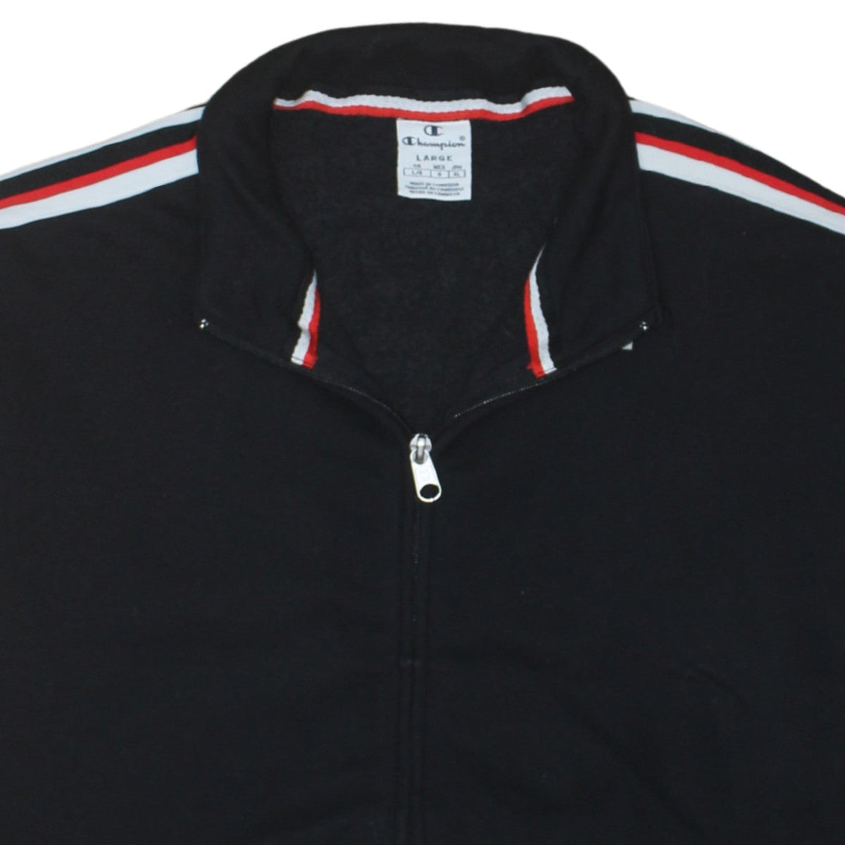 Champion Men's Black Track Jacket Large Full Zip Retro Sportswear