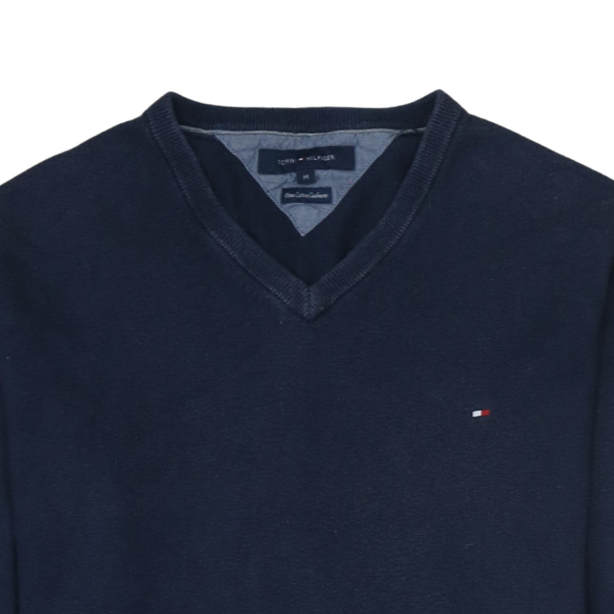 Tommy Hilfiger Men’s Blue V-Neck Cotton Cashmere Pullover Sweatshirt M