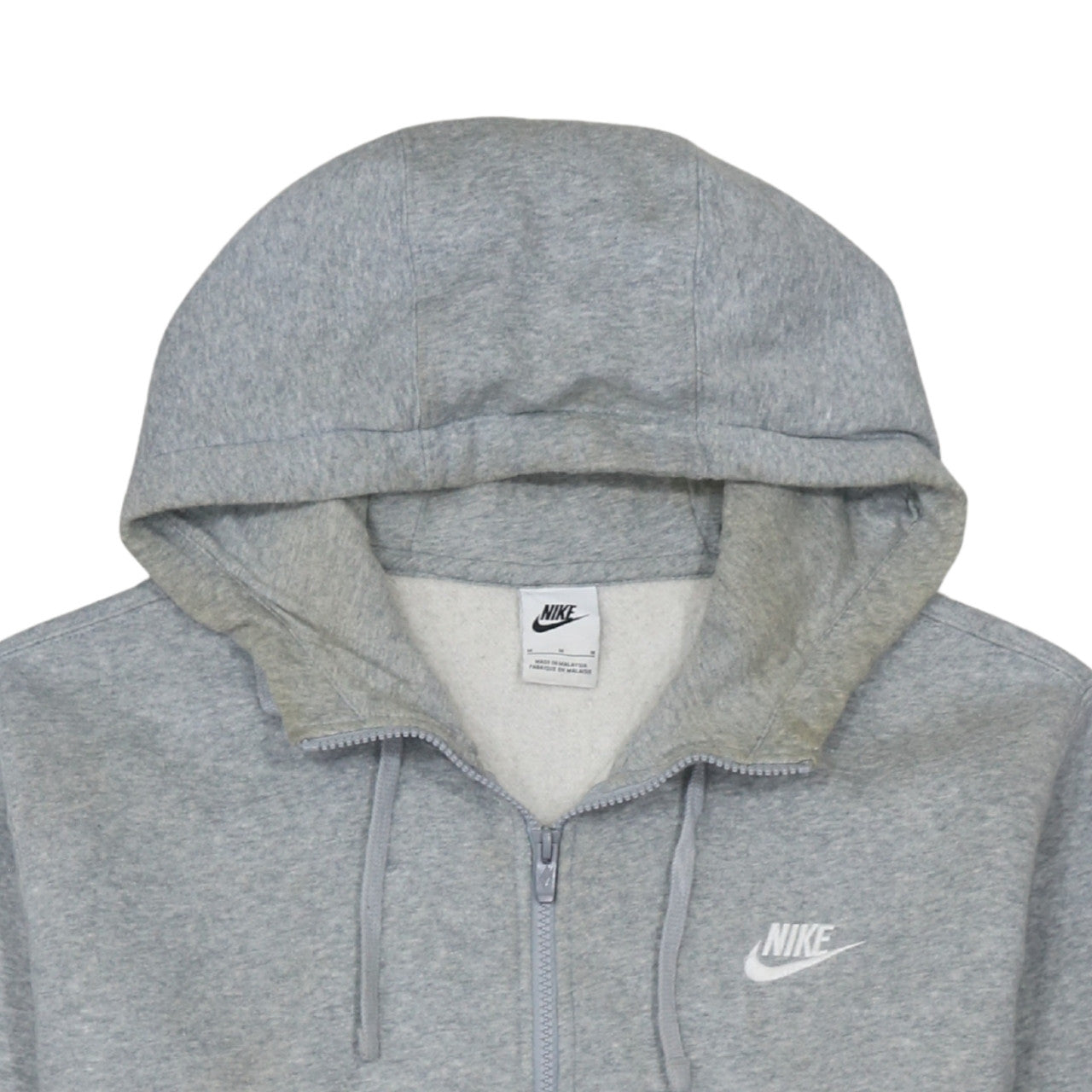 Nike Men’s Grey Full Zip Hoodie M Fleece Lined Sportswear