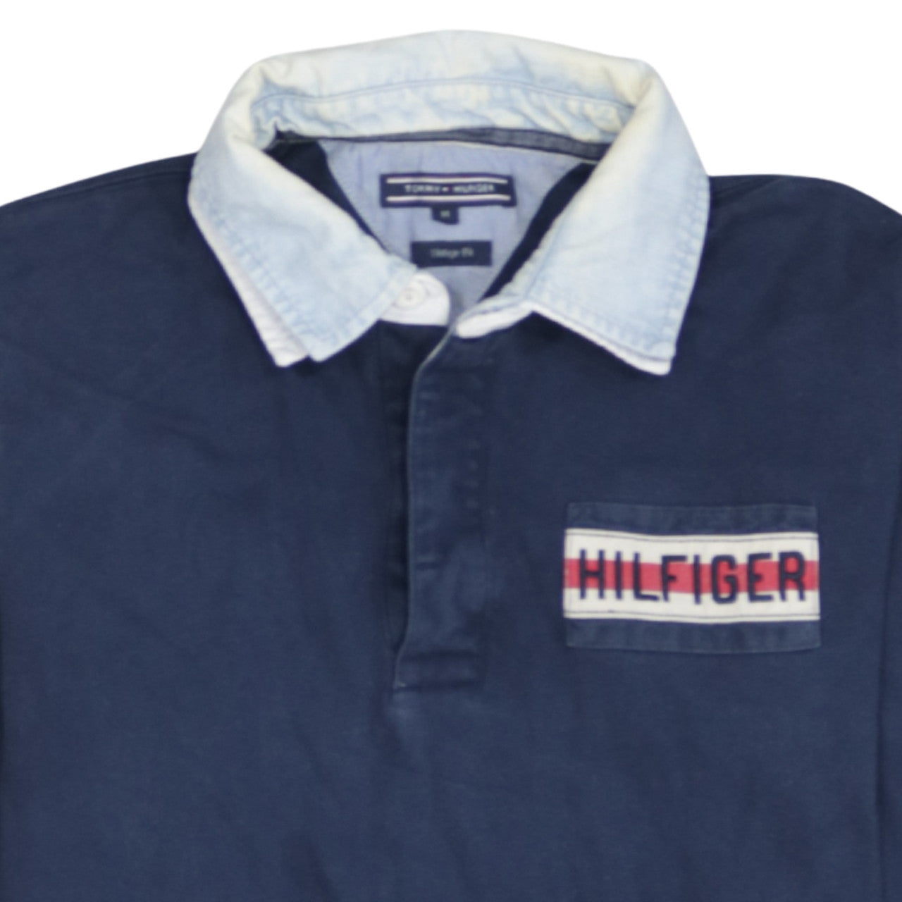 Tommy Hilfiger Men's Blue Collared Long Sleeve Vintage Fit Sweatshirt M