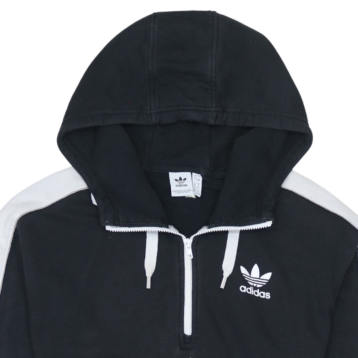 Adidas Women Black & White 1/2 Zip Hoodie Size 8 - Cotton Blend