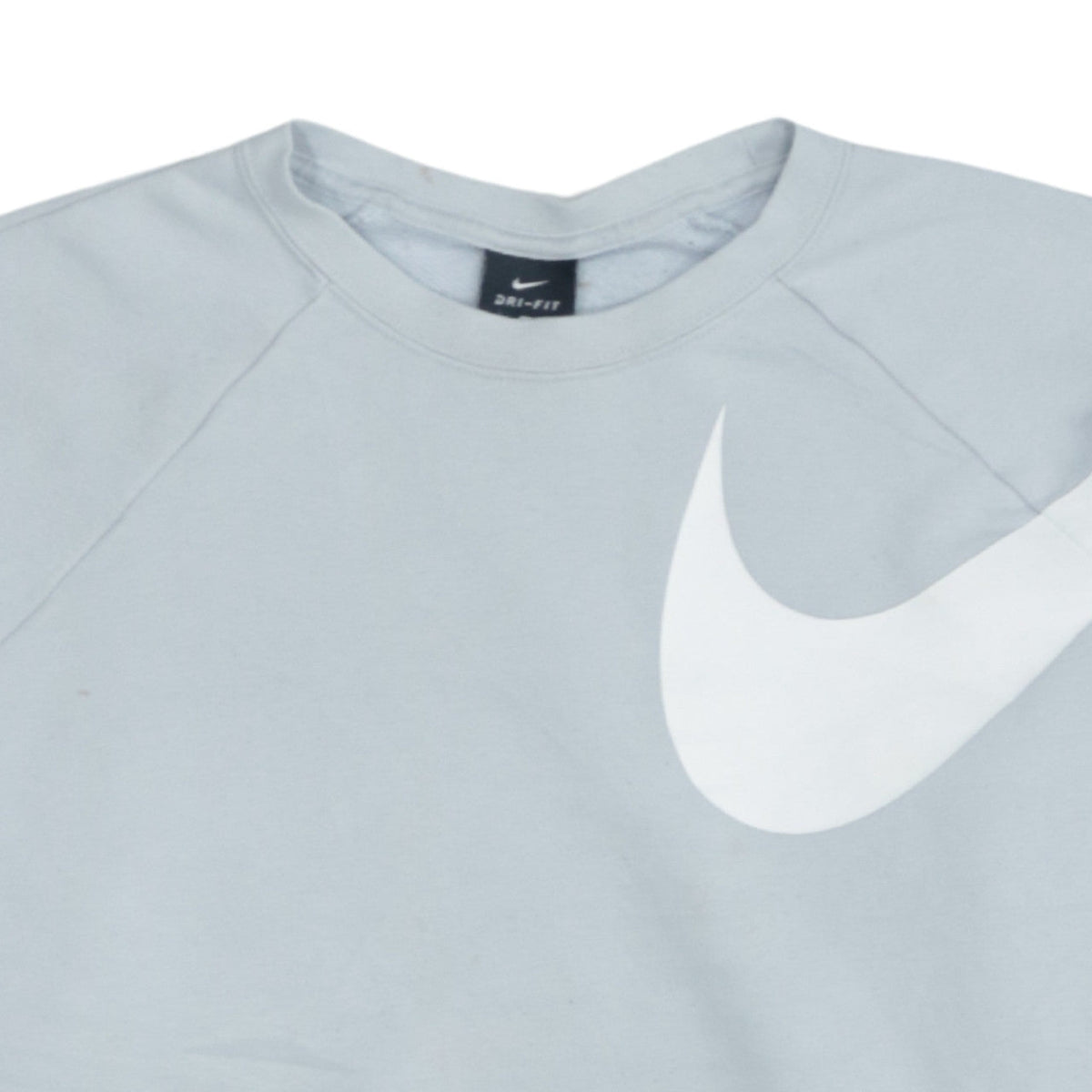 Nike Womens Grey Small Cropped Pullover Sweatshirt Dri-FIT Logo