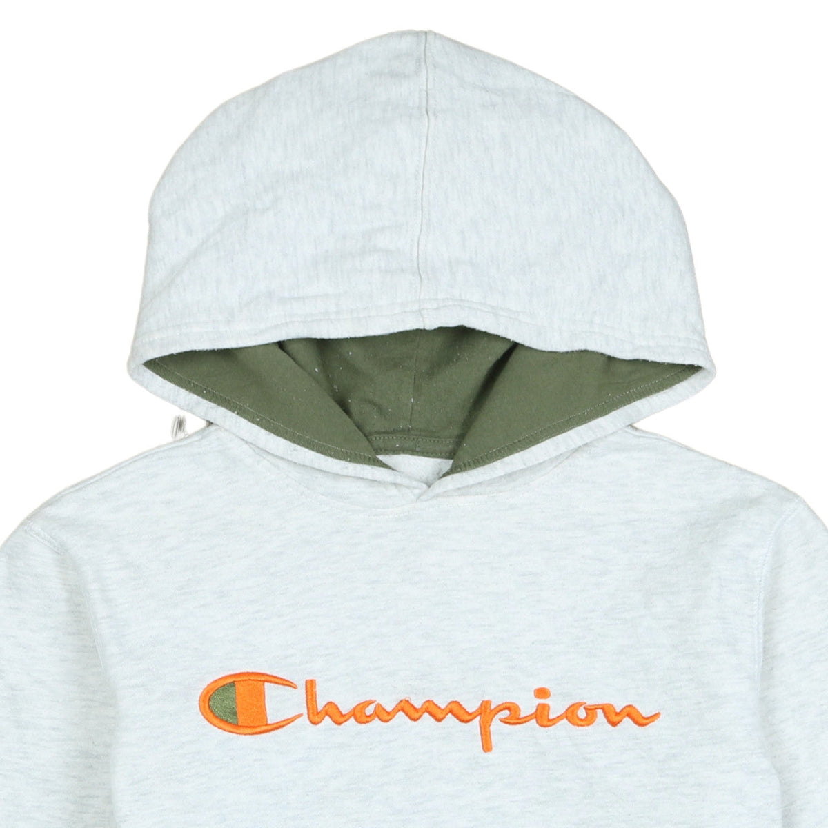 Champion Womens Grey Pullover Hoodie Large Embroidered Logo Sweatshirt