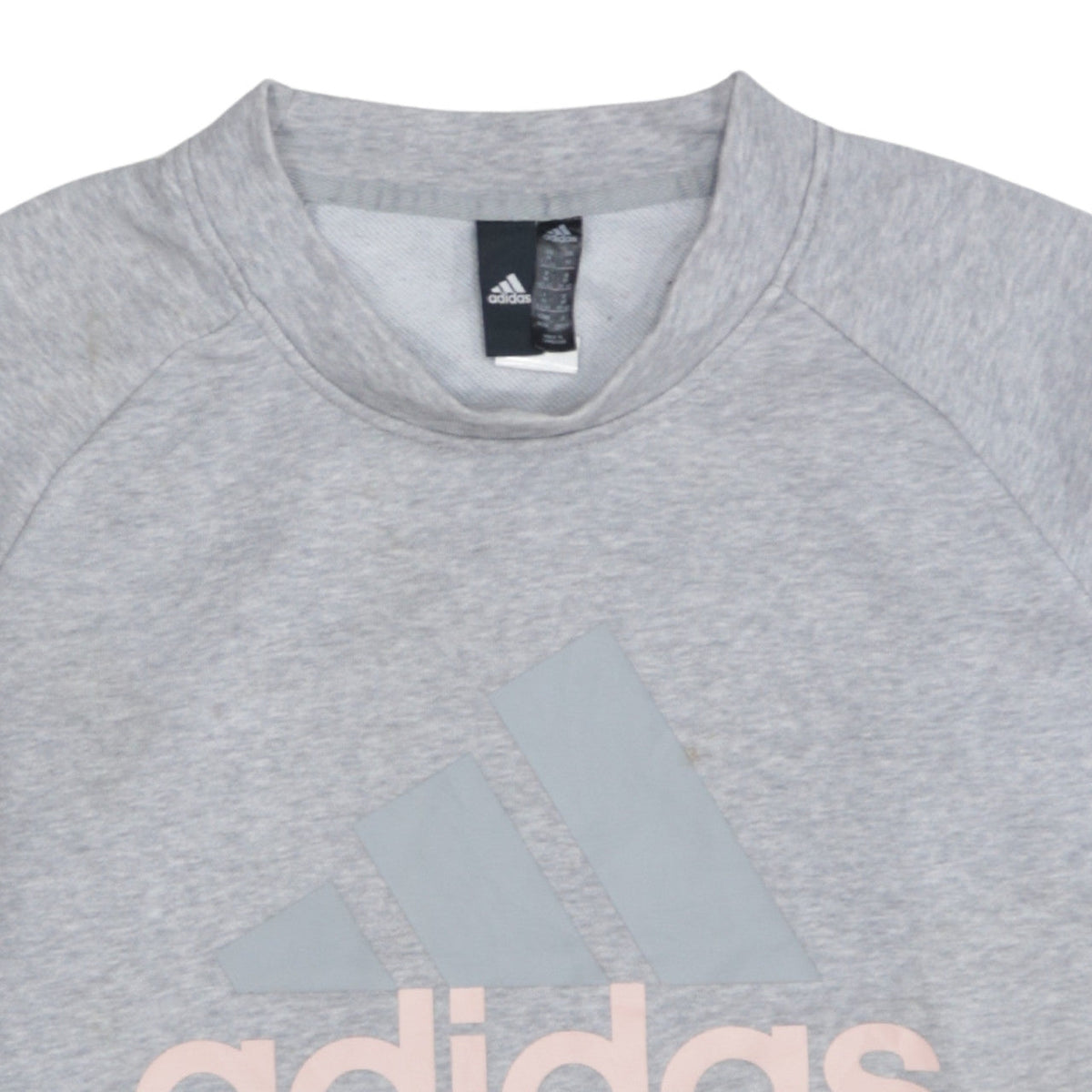 Adidas Womens Grey Pullover Sweatshirt Size M Logo Crew Neck