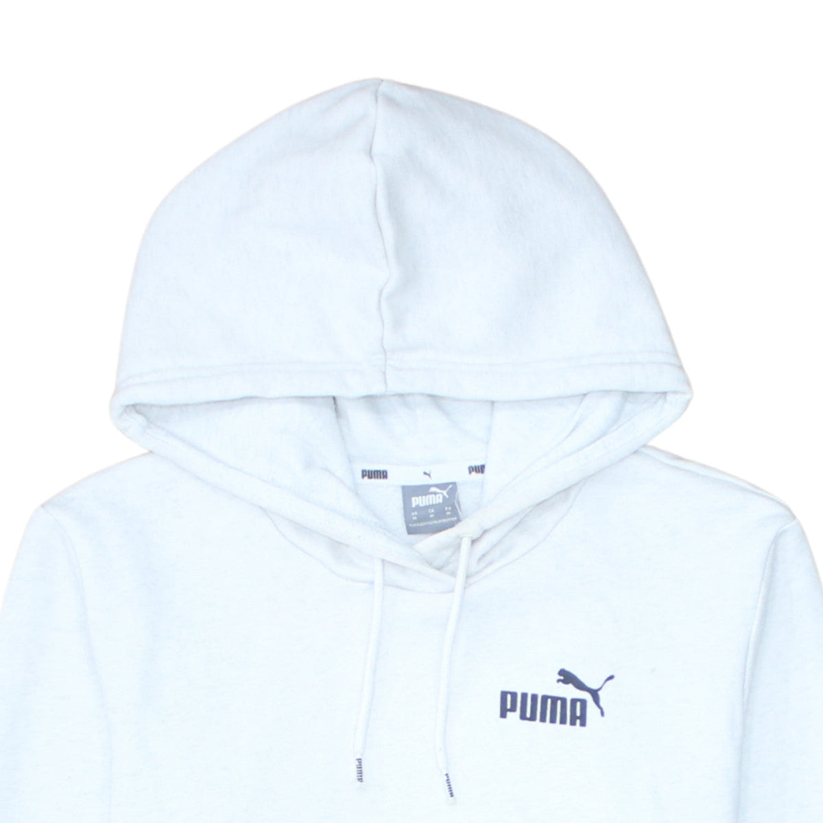 Puma Womens White Pullover Hoodie Medium Logo Print Cotton Blend