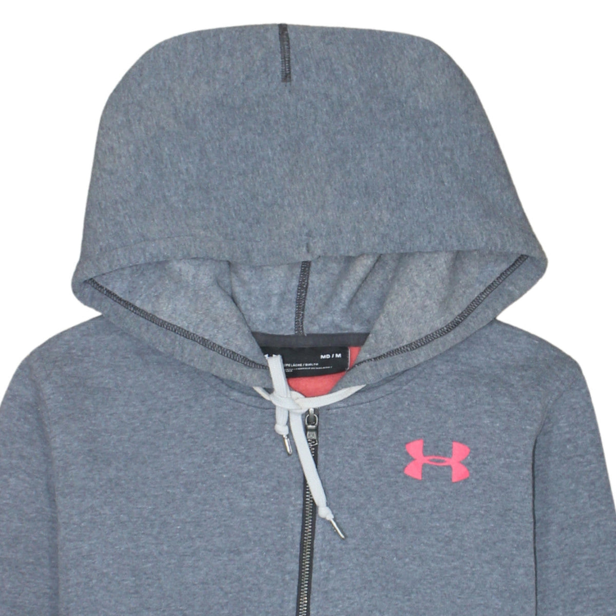 Under Armour Women Grey Full Zip Hoodie Medium Loose Fit