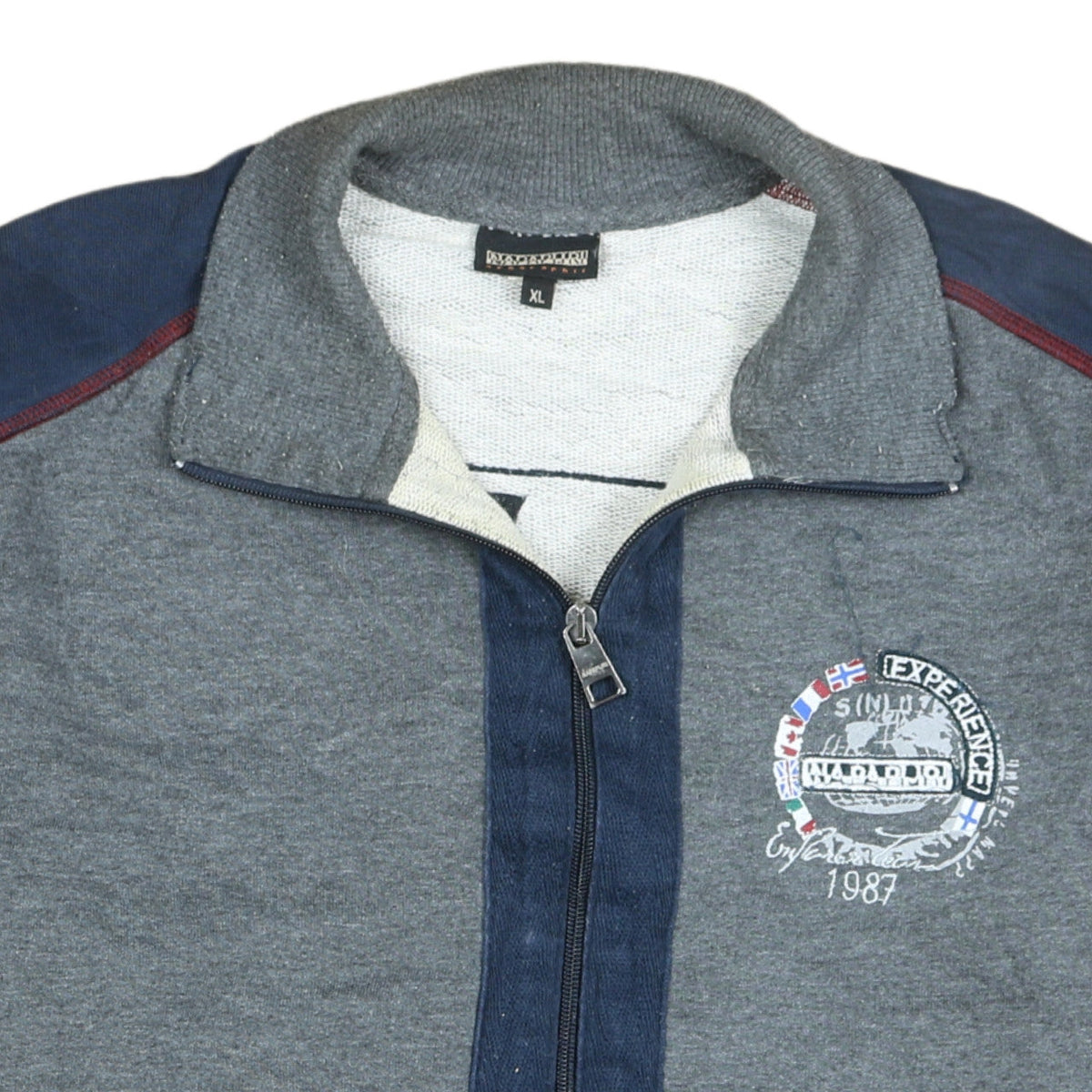 Napapijri Men's Grey XL Track Jacket Full Zip Cotton Blend