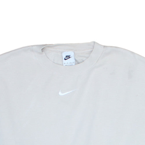 Nike Women Beige XS Pullover Crew Neck Sweatshirt Cotton Blend