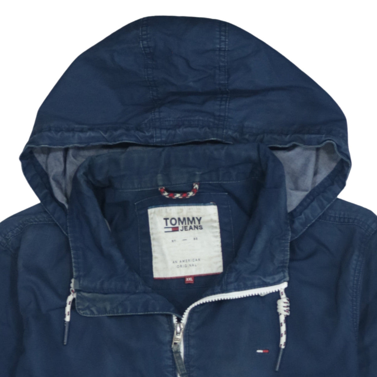 Tommy Jeans Men's Blue 2XL Hooded Full Zip Windbreaker Jacket