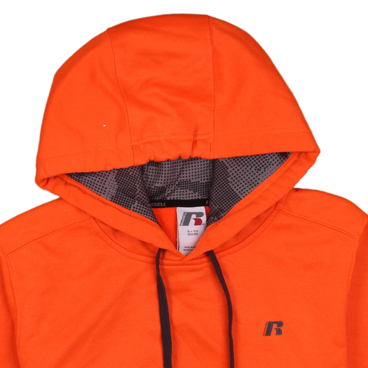 Russell Men's Orange Pullover Hoodie Small Regular Fit Fleece