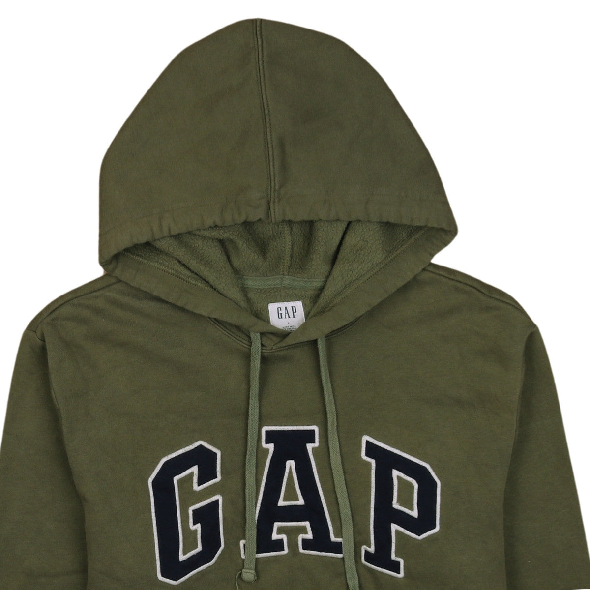 Gap Men’s Green Pullover Hoodie L Logo Fleece Sweatshirt