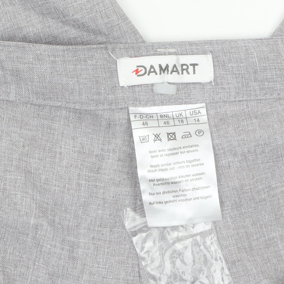 Damart Women Grey Tapered Trousers Size 18 Adjustable Waist Polyester