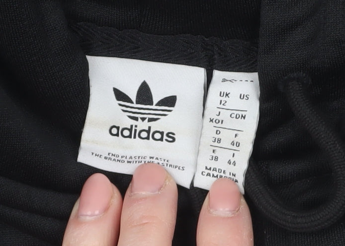 Adidas Womens Black Full Zip Hoodie Size 12 Classic Fit