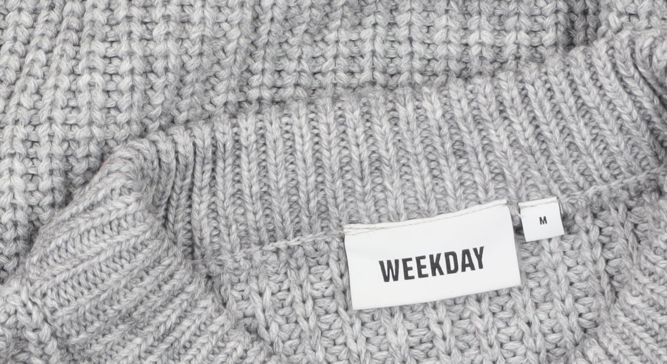 Weekday Women's Grey Chunky Knit Wool Blend Pullover Jumper M