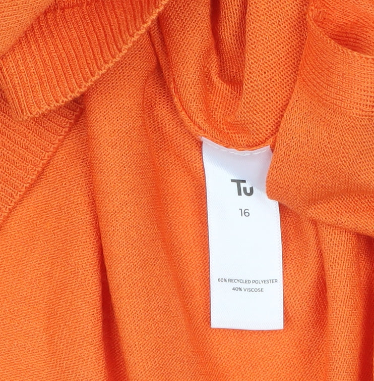 Tu Women Orange Size 16 Relaxed Fit Short Sleeve Pullover Jumper