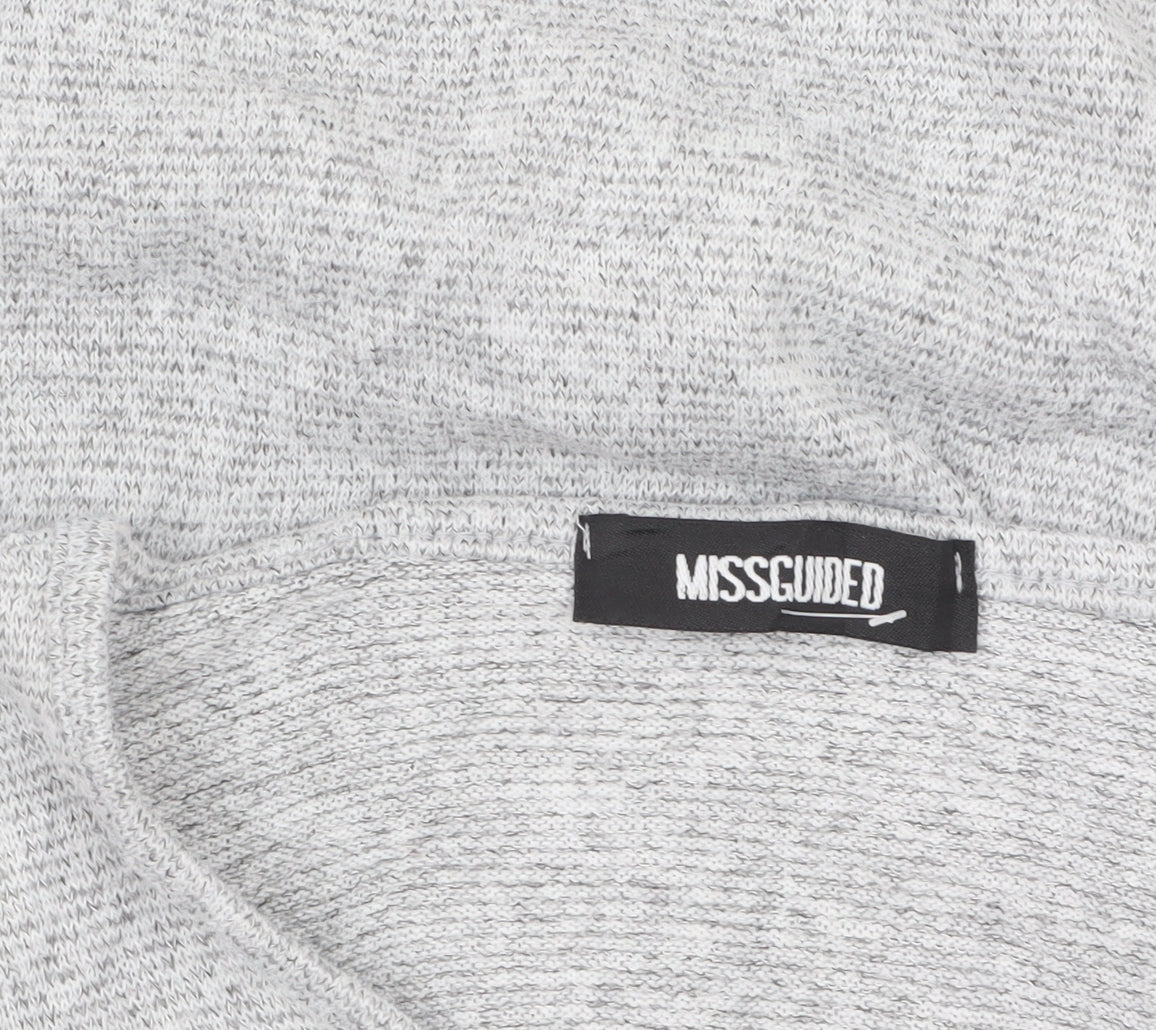 Missguided Women’s Grey Lace-Up Knit Tunic Top Size 8
