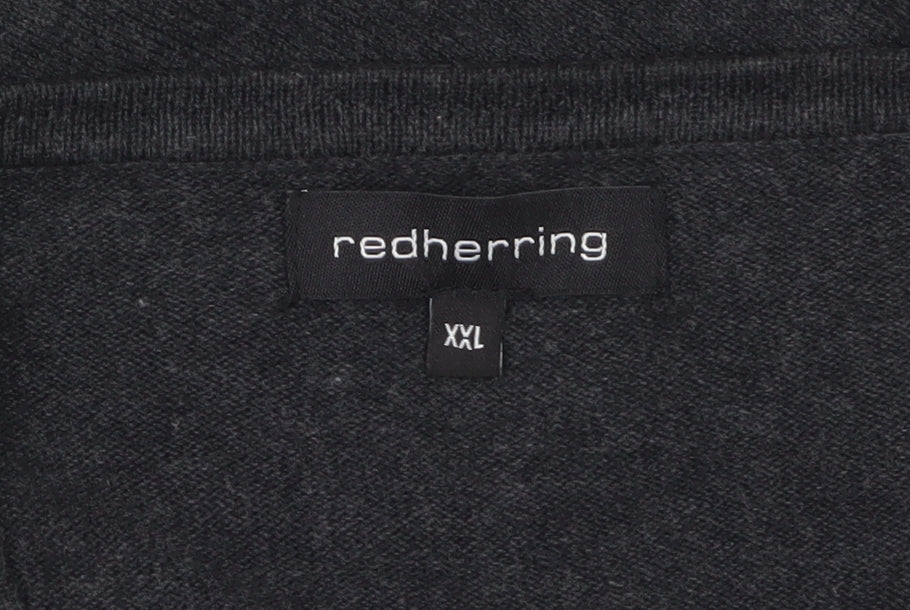 Red Herring Men's Black 2XL Cotton Crew Neck Pullover Jumper
