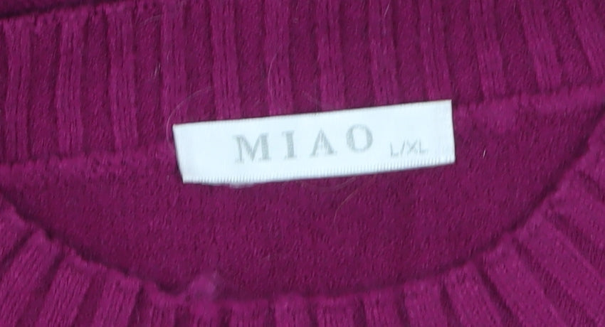 MIAO Womens Purple Long Sleeve Tunic Knit Jumper Size L