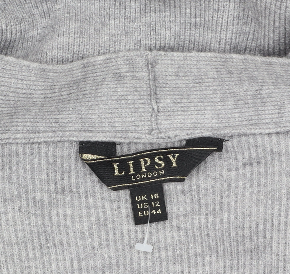 Lipsy Women’s Grey Long Sleeve Open Cardigan UK 16