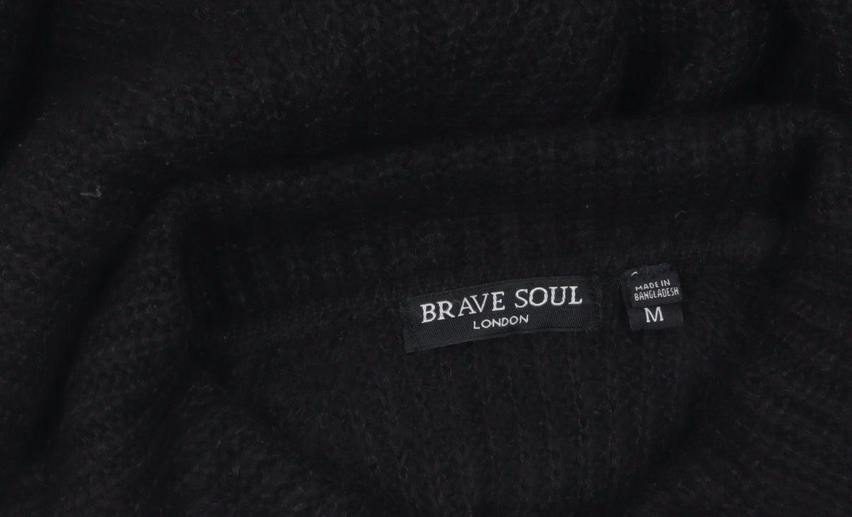 Brave Soul Women's Black Roll Neck Long Sleeve Knit Jumper M