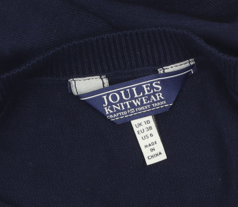 Joules Women Blue Cotton Crew Neck Long Sleeve Pullover Jumper Size 10