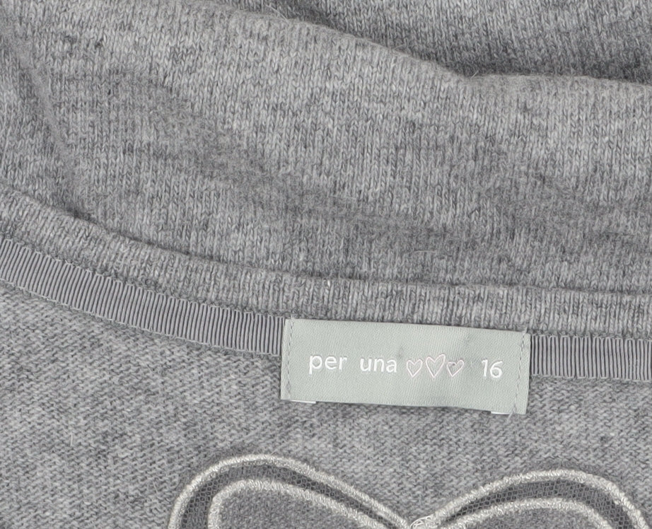 Marks and Spencer Women’s Grey 3/4 Sleeve Bow Knit Jumper Size 16