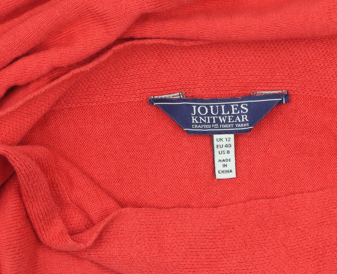 Joules Womens Red Knit Long Sleeve Crew Neck Cotton Jumper UK 12