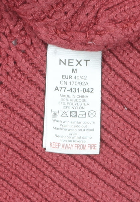 Next Women Pink Mock Neck Chunky Knit Pullover Jumper Size 14