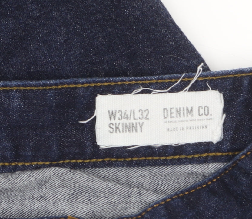 Denim Co Men’s Blue Skinny Jeans W34 L32 Slim Fit