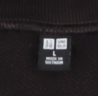 Uniqlo Womens Black Cotton Blend Crew Neck Pullover Sweatshirt L