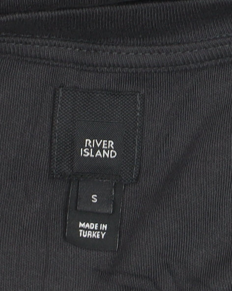 River Island Men's Black Colourblock Crew Neck T-Shirt Size S