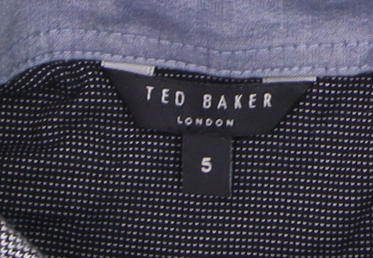Ted Baker Men's Grey Button-Down Cotton Polo Shirt Size L