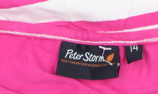 Peter Storm Womens Pink Striped 3/4 Sleeve Cotton Blend T-Shirt Size 14