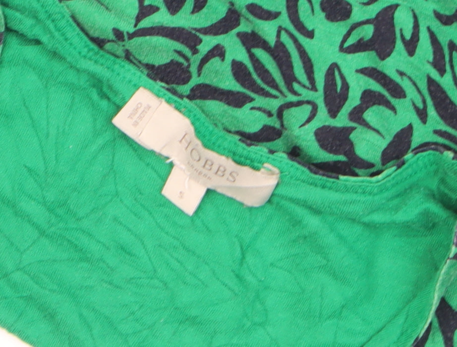 Hobbs Women Green Floral Long Sleeve Wrap Blouse Size S