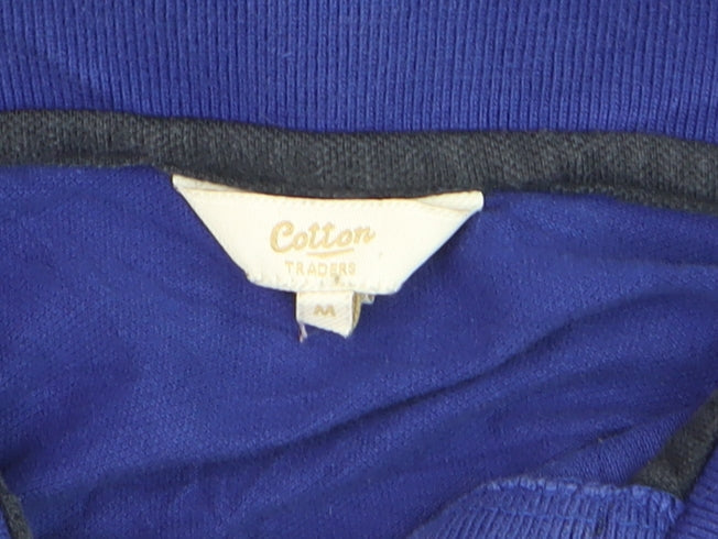 Cotton Traders Boys Blue Long Sleeve Polo Shirt M 100% Cotton