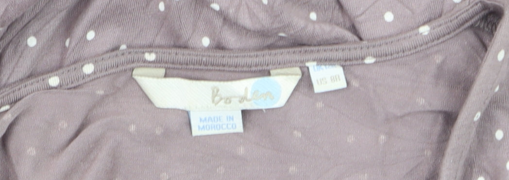 Boden Womens Brown Polka Dot Wrap Blouse Size 12 Viscose 3/4 Sleeve