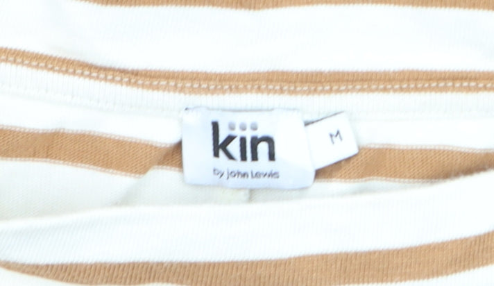 Kin by John Lewis Men's Beige White Striped Cotton Pullover Jumper M