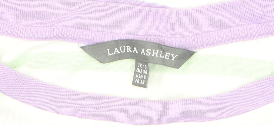 Laura Ashley Women's Multicoloured Striped Cotton T-Shirt Size 10
