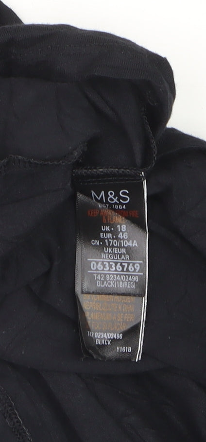 Marks & Spencer Women Black Size 18 High Neck Long Sleeve Tunic Jumper