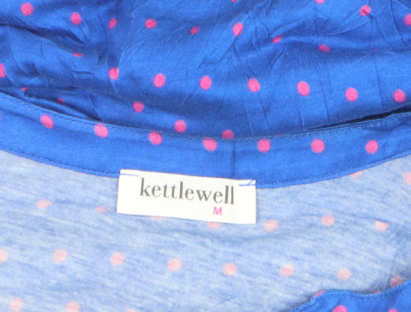 Kettlewell Women Blue Polka Dot V-Neck Cardigan Size M