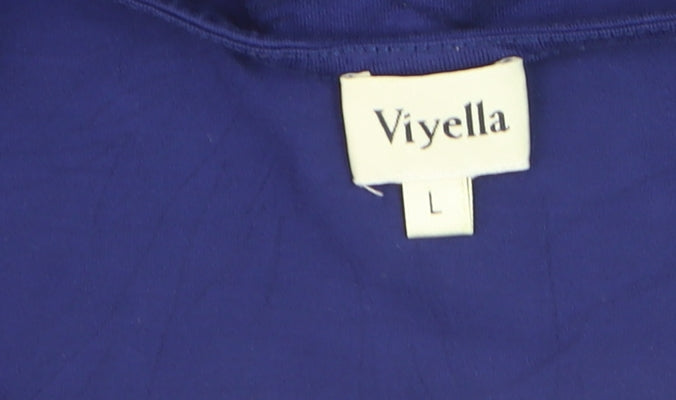 Viyella Women Blue Basic 3/4 Sleeve Stretch T-Shirt L