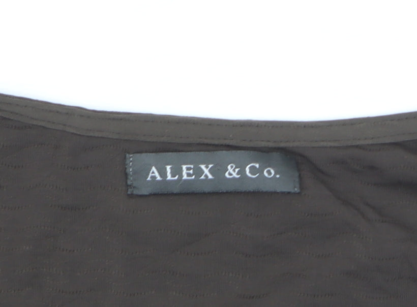 ALEX & Co. Women Brown Square Neck 3/4 Sleeve Blouse Size 16