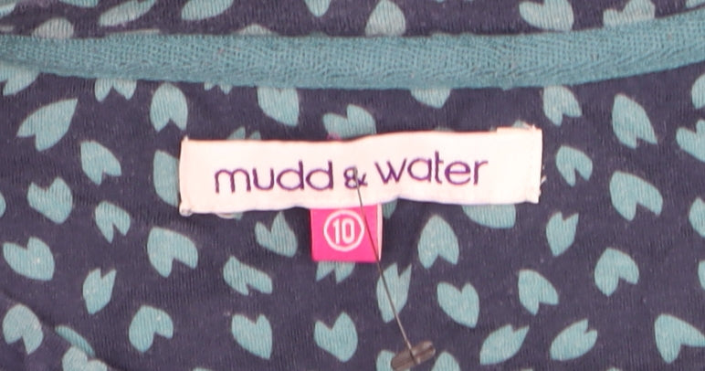 Mudd & Water Women's Blue Cotton Long Sleeve Patterned Blouse Size 10