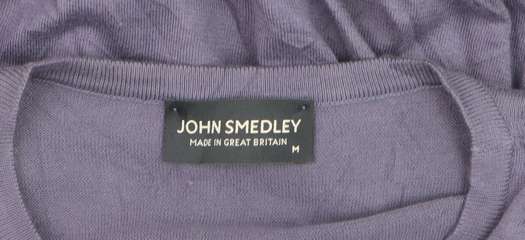 John Smedley Women's Purple Cotton Silk Crew Neck Jumper Size M
