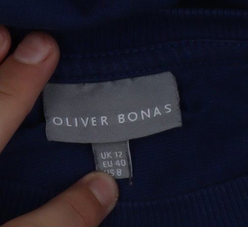 Oliver Bonas Women Blue Tunic Sweatshirt UK 12 Cotton Blend