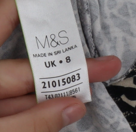 Marks & Spencer Women's Beige Black Peplum Top Size 8