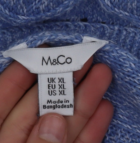 M&Co Women’s Blue Cotton Knit Open Cardigan XL