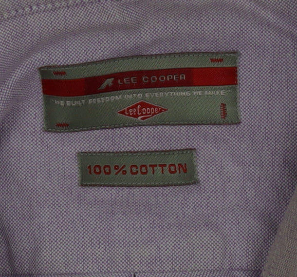 Lee Cooper Men's Purple 16 Regular Fit Cotton Button-Up Shirt