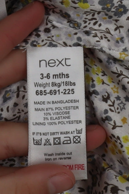 Next Girls Grey Mid-Length Bow Trim Wool Look Coat 2XS 3-6 Months